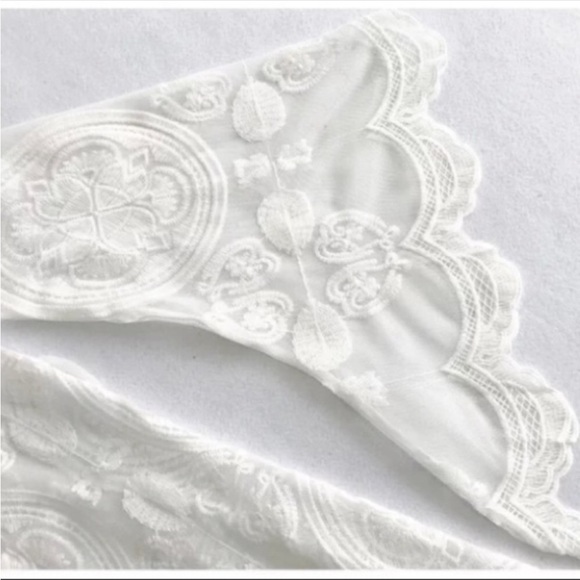 New! White Bohemian Scallop Embroidered Duster Kimono - Picture 9 of 10